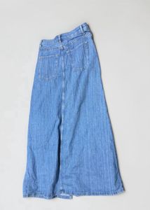 Light Wash Denim Maxi Skirt with Slit