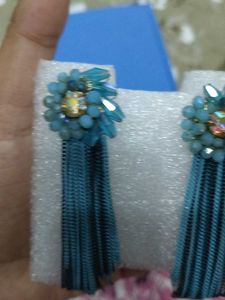 Boho Blue Tassel Earrings
