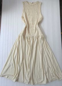 Cream Smocked Maxi Dress