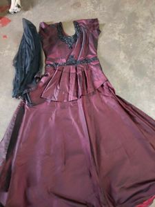 Elegant Burgundy Ethnic Gown