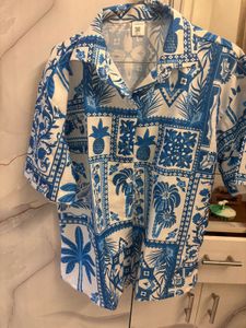Blue Pineapple Print Pajama Set