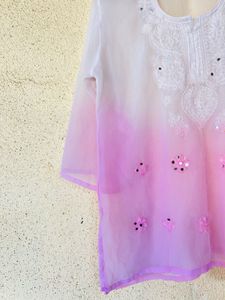 Chikankari Ombre Kurta with Mirror Work