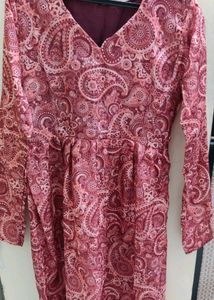 navratri Paisley Print rust long kurti