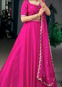 Vibrant Pink Embroidered Lehenga Choli Set