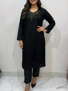 Elegant Black Kurta Set with Embellishments