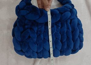 Authentic Chunky Knit Navy Blue Hobo Bag