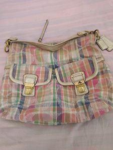 Coach Plaid Hobo Shoulder Bag