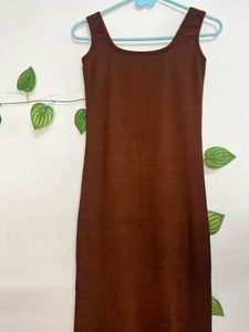Brown Sleeveless Midi Dress