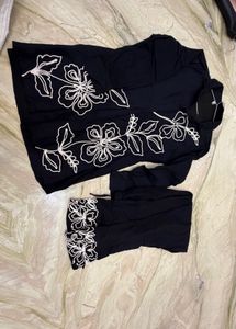 Black Co-ord set with Floral Embroidery