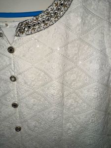 new white chikankari sequence work gown