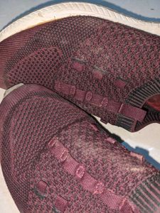 Burgundy Casual Knit Sneakers