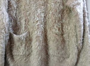 Cozy Chic Furry Beige Winter Top with Pockets