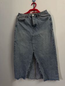 Light Wash Denim Maxi Skirt