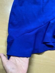 Blue Ruffled Asymmetrical Skirt