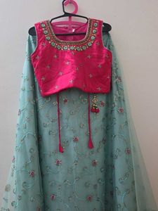 Beautiful Sky Blue Embroidered Skirt