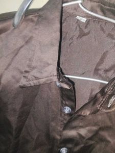 Men's Brown Satin Shirt