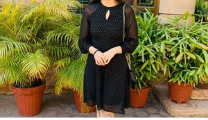 Elegant Black Swiss Dot Dress
