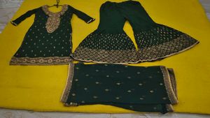 Elegant Green Gharara Suit Set