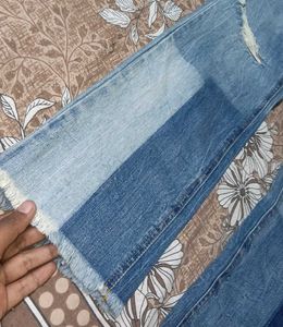Patchwork Distressed Denim Jeans