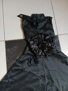 Women Self Design Witha Big Flower Gowns  Black
