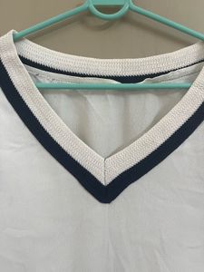 White V-Neck Casual Top