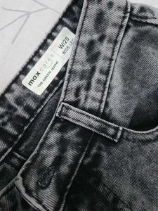 MAX Washed Wide Leg Denim Jeans