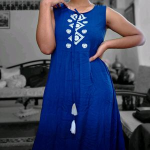 FUSION blue fit &amp; flare a-line kurta
