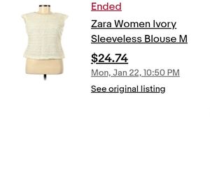 Zara Woman Ivory Sleeveless Blouse