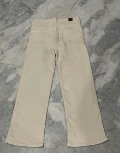 Beige Corduroy Straight Leg Jeans