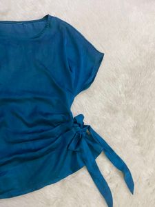 Teal Tie-Waist Top