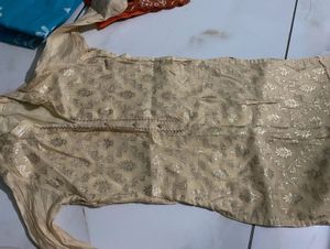 Elegant Cream Kurta with Gold Print