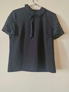 Black Lace Sleeve Top