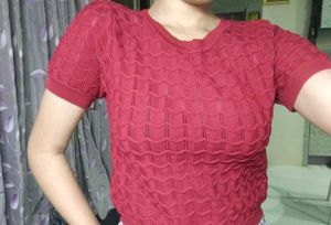 Chic Textured Red Top