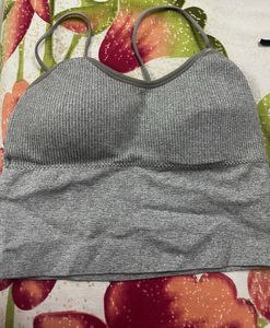 Grey Ribbed Bralette (padded)