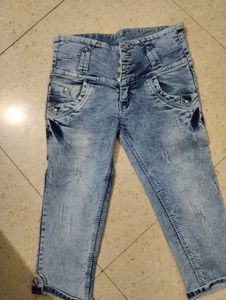 Acid Wash High Waisted Capris