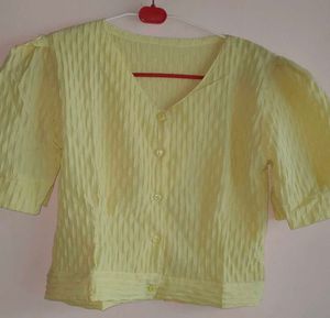 Yellow Puff Sleeve Blouse
