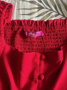 Vibrant Red Peplum Top