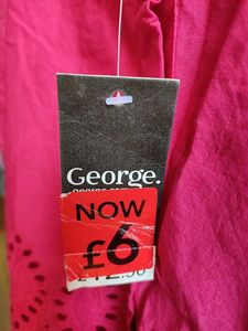 George Pink Lace Cotton Top L