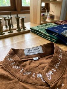 embroidered front open shirt