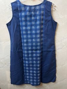 Blue Checkered Cotton Kurta