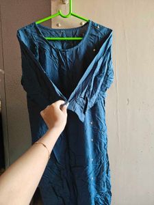 Teal Blue Kurta with Embellishments