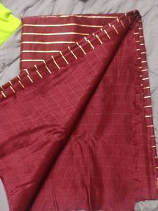 Maroon Saree with Gold Stripes