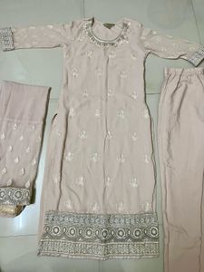 Elegant Baby Pink Embroidered Kurta Set with Dupat