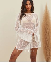 Sheer White Mesh Long Sleeve Top