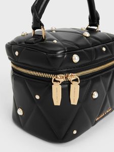 Charles &amp; Keith Black Studded Vanity Case