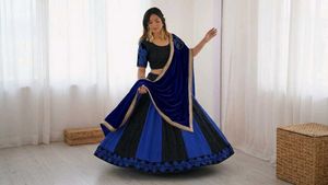 Blue & Black Lehenga Choli Set ( without duppta)