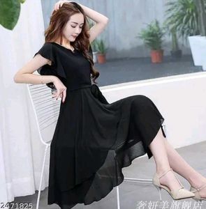 Elegant Black Chiffon Dress