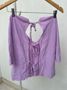 Lavender V-Neck Knit Top