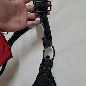 Y2k Vintage 2000s Grunge Buckle Grey Hobo Bag