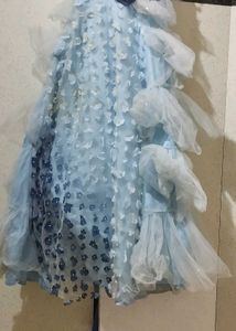 ✨ Sky Blue Floral Party Gown for Girls (10–12 yrs)